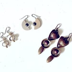 Bundle of 3 Pair Pierced Earrings, Artsy, Contemporary, Boho, Urban, Edgy OS